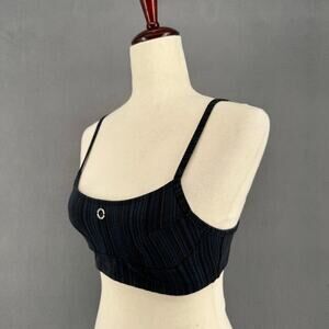 Bluefish Sport Athletic Bra Top Festival Swim Sporty Womens L Blue Stripes